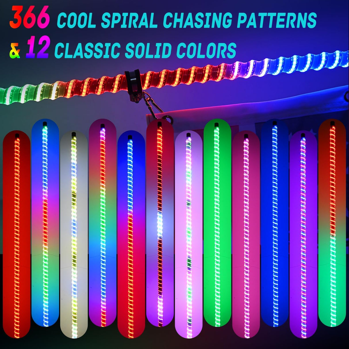 LED Whip Light 2 PCS 3FT COB RGB Lighted Antenna Whips with Spring Base Remote & App Control DIY Patterns Turn Brake Reverse Lights for Can-am Offroad ATV UTV RZR Polaris Dune Buggy Truck