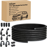 4AN 20FT PTFE Fuel Hose Kit with 12PCS AN4 Fittings&Hose Separator | Fit E85 Nylon Stainless Steel Braided Fuel Hose Universal for Automotive Racing Engines