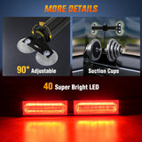 40LED Red Emergency Strobe Traffic Advisor Light Bar with Suction Cups Dash Safety Warning Hazard Flashing Lights Interior Front/Rear Windshield for Trucks Construction Vehicles