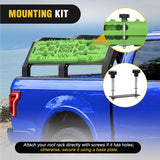 Recovery Off-road Traction Boards with Jack Lift Base Emergency Tire Ladder Mats For 4WD 4X4 Mud Sand Snow with 2PCS Mounting kit Carry Bag 2 leashes (Green)