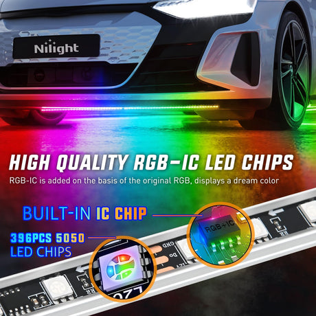 8Pcs Aluminum Underglow Neon Accent Strip Lights 396 LEDs Dream Color Door Assist Multi Modes Sound Active Function Music with APP, Remote Control Underbody Light for Car Truck RV