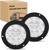 Trailer Tail Lights 2PCS 4Inch Round 12LED White Backup | IP67 Waterproof Screw Mount Marker Clearance Reverse Running Taillights for Trailer Truck Pickup Camper RV