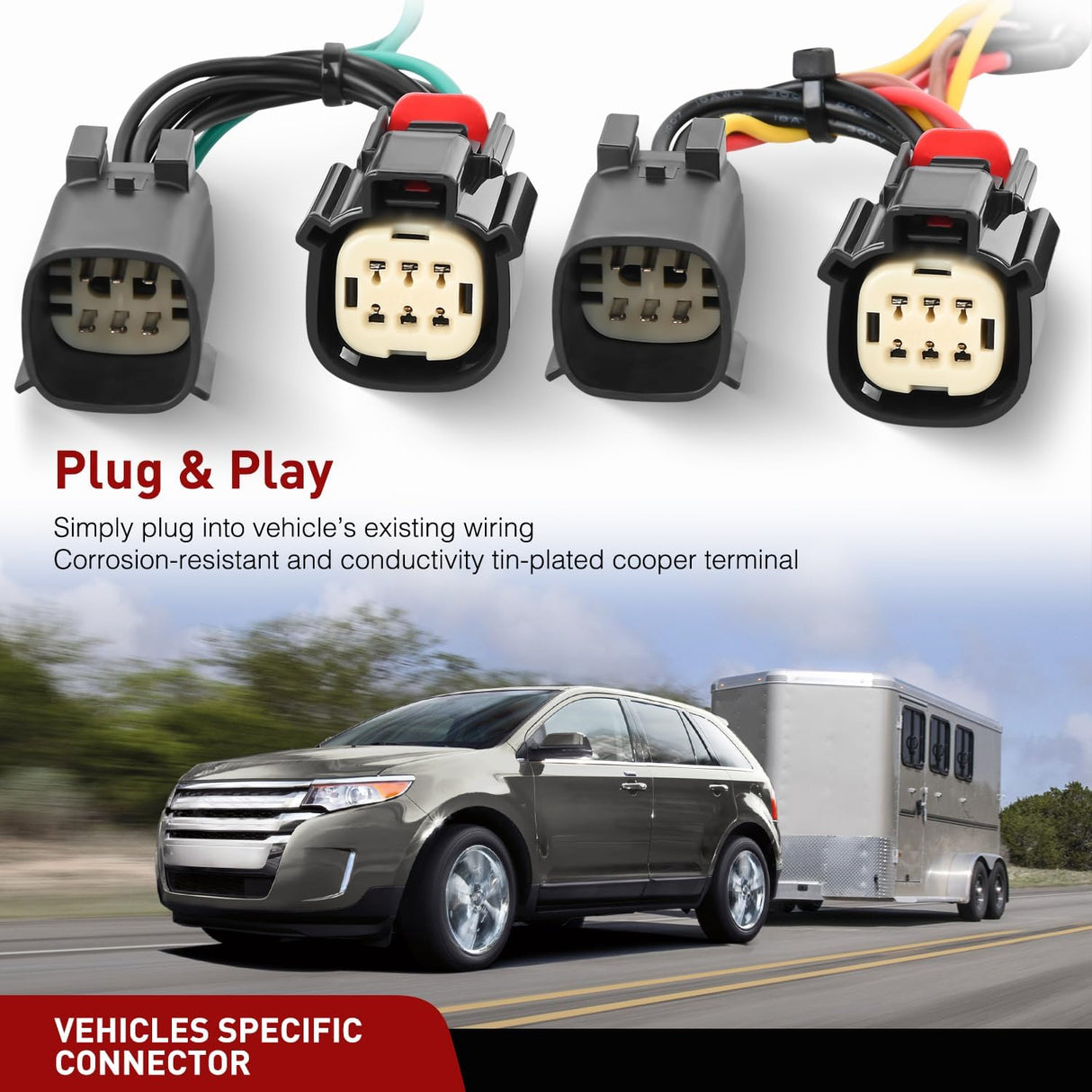 4 Pin Trailer Wiring Harness Kit 56120 Vehicle Connect Plug OEM | Compatible Custom for 2011 2012 2013 2014 Ford Edge Limited SE SEL Sport Simple Fit Tow Hitch Accessories