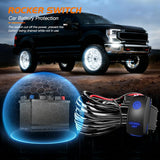 4PCS 15.5inch Double Row LED Wheel Ring Lights Pure White with Wiring Harness Kit Rocker Switch Control Dual Row for Car Van SUV Truck