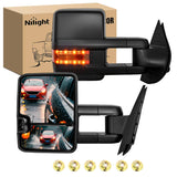 Towing Mirrors Turn Signal Reverse Puddle Lights Power Heated Adjustable Glass Manual Telescoping Folding Compatible With 2007-2014 Chevy Silverado GMC Sierra Yukon XL