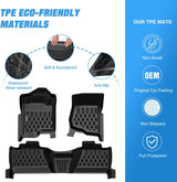 TPE Floor Mats for Chevy Silverado GMC Sierra 1500 Crew Cab 2007-2013, Silverado GMC Sierra 2500 3500 2007 2008 2009 2010 2011 2012 2013 2014 All Weather Custom Fit Heavy Duty Floor Liners