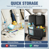 Car Seat Back Organizer 1PC Black Oxford Fabric Universal | Multi Compartment Cup Holder Hanging Storage Bag Scratch Resistant Durable Design for Cars Vans SUVs MPVs Pickup Trucks