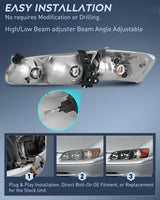 Headlight Assembly Headlight Assembly Compatible with 2000 2001 Toyota Camry Replacement Headlamp Black Housing Amber Reflector Driver and Passenger Side