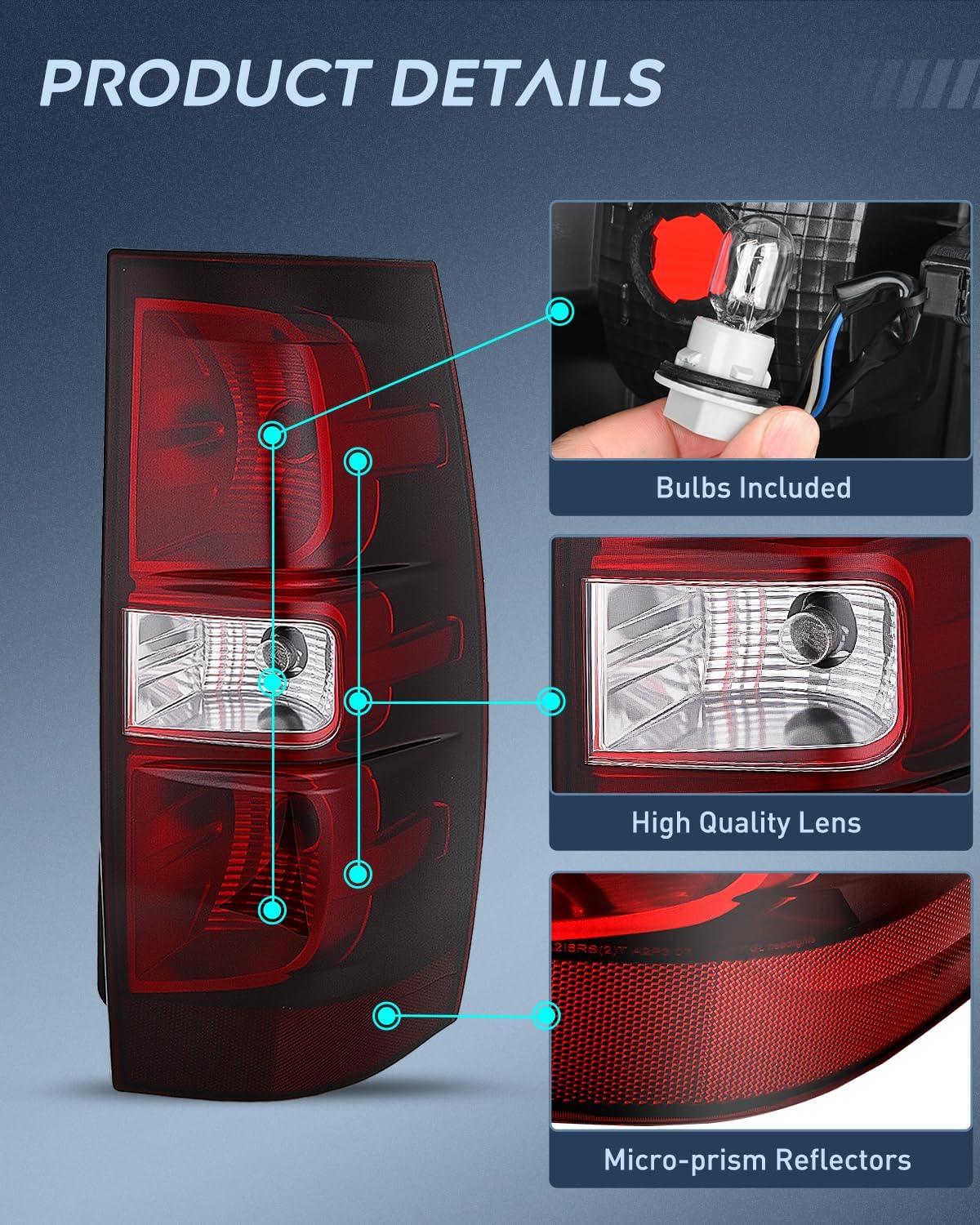 Taillight Assembly Compatible With 2007 2008 2009 2010 2011 2012 2013 2014 Chevy Chevrolet Tahoe Suburban Tail Lights Rear Lamps Replacement Passenger Side Dark Red