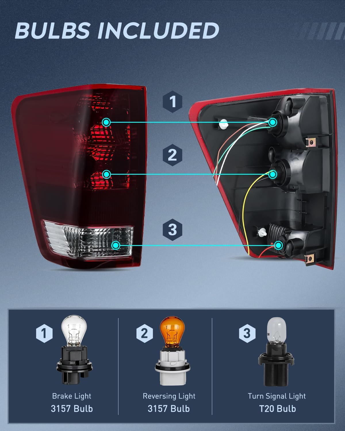 Taillight Assembly Compatible with 2004 2005 2006 2007 2008 2009 2010 2011 2012 2013 2014 2015 Nissan Titan Tail Light OE Style Rear Lamp Replacement Driver Side Smoked Red Lens