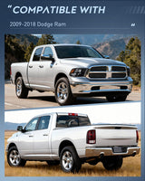 Headlight and Taillight Assembly Combo Compatible with 2009 2010 2011 2012 2013 2014 2015 2016 2017 2018 Dodge Ram for Quad Models Black Housing Amber Reflector with Dark Red Tail Light