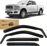 Window Rain Guards for Dodge Ram 2500 3500 Crew Cab 2019-2025 2026, Side Window Deflectors Vent Visors, Smoke Tint, Reduce Wind Noise, Car Wash Safe, 4PCS