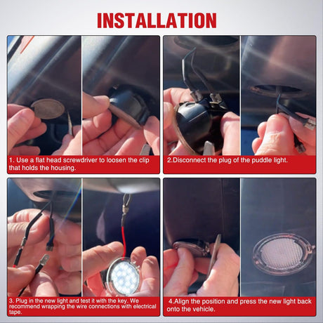 2PCS LED Side Mirror Puddle Lights Compatible with Ford F-150 Explorer Edge Fusion Expedition Taurus X Ranger Flex Mustang Lincoln Navigator MKX Mercury Sable (2003-2024),6000K White
