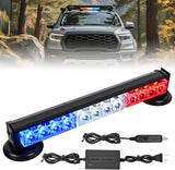 12LED Wireless Red White Blue Strobe Light 14 Inch Magnetic Mount 12V | Rooftop Rechargeable Portable Mini Light Bar Hazard Flash for Car Truck Trailer Snow Plow Construction 20 Flashing Modes