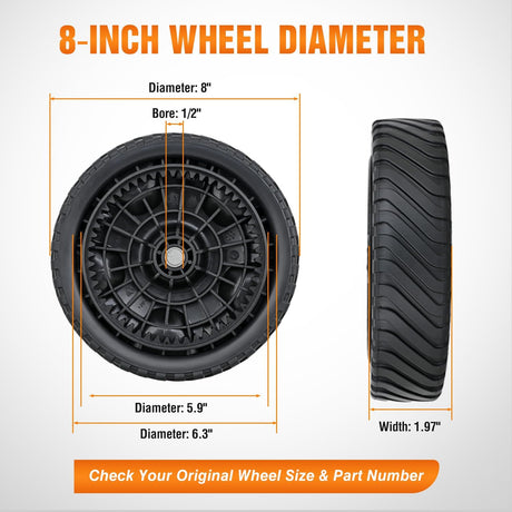 Lawn Mower Drive Wheels Replacement 8 Inch 634-05039 Assembly, Lawnmower Wheels Compatible with Troy-Bilt, Craftsman, TB200 TB210 TB220 TB230 TB270ES TB280ES, 2-Pack