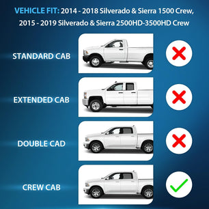 2014-2018 Chevy Silverado/GMC Sierra 1500 Crew Cab 2015-2019 Silverado/Sierra 2500HD-3500HD Crew Cab Rain Guards Acrylic 4Pcs Nilight