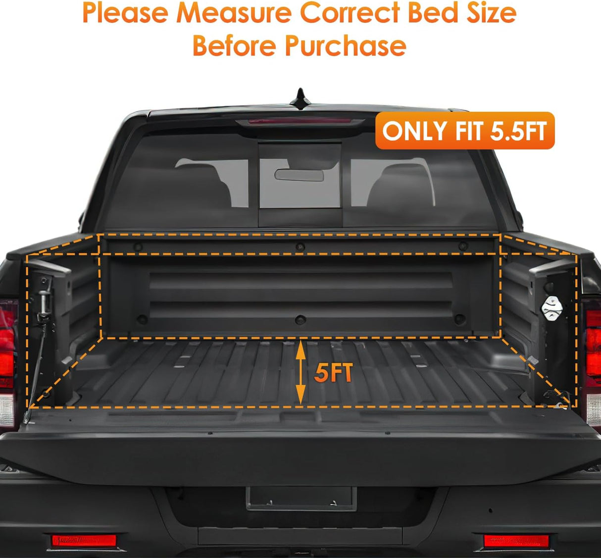 Soft Roll-Up Tonneau Cover Compatible with Honda Ridgeline 2017 2018 2019 2020 2021 2022 2023 2024 2025– 5ft Truck Bed Cover