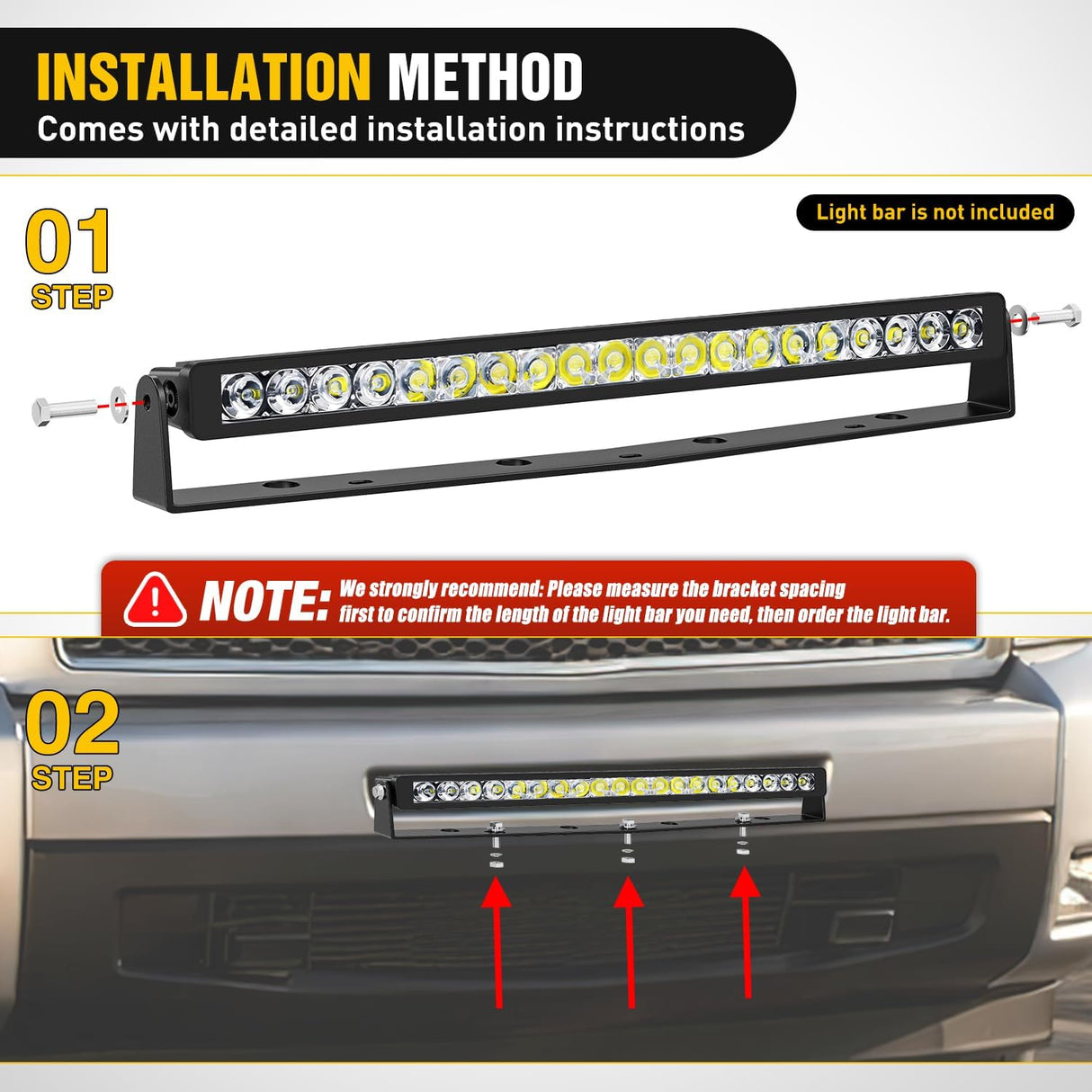 Front Lower Hidden Bumper Mounting Brackets for 22inch Single Row LED Light Bar Compatible with 2007-2013 Chevy Silverado 1500 and 2007-2010 Silverado 2500 3500 HD