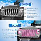 Grill Inserts fit for Jeep Wrangler Front Grille Mesh Inserts & Headlight Cover Set for JK JKU Unlimited Sports Sahara Freedom Rubicon 2007-2018 Clip-in Trim Exterior Accessories Pink 9 Pcs