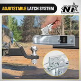 Straight Trailer Coupler with Security Latch&Chain for 2-Inch Hitch Ball, 2-Inch Channel,3500 LBS,Heavy Duty Trailler Tongue Coupler for Station Wagon, Truck, Bolted & Welded Installation