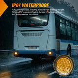 4Inch Round Tail Lights 2PCS Amber 24LED Chrome Bezel | Waterproof Running Turn Signal Lights Stainless Steel Trim for Trucks Trailers RVs Lorries Boats Tractors