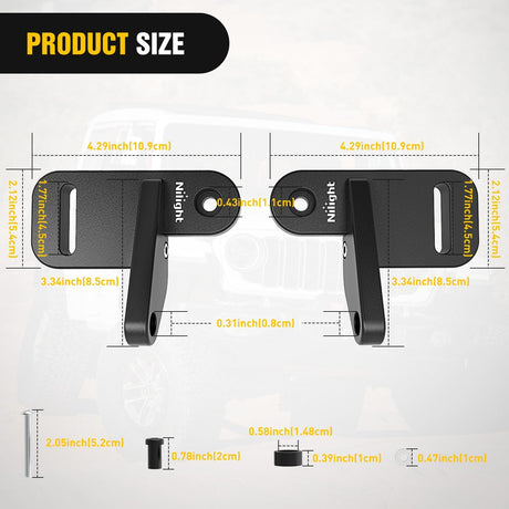 Light Mounting Bracket Hood Cowl Mount Brackets for Front A-Pillar Auxiliary Offroad LED Work Pods Lights on Jeep Wrangler JL JLU Gladiator JT 2018 2019 2020 2021 2022 2023 2024 2025, Black
