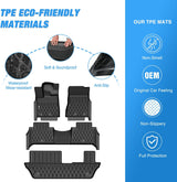 TPE Floor Mats for Nissan Armada 8 Seats/Infiniti QX80 2025 2026 All Weather Custom Fit Heavy Duty Floor Liners