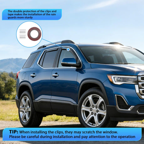in-Channel Window Deflector for GMC Acadia 2017 2018 2019 2020 2021 2022 2023 2023, Smoke Tinted Window Visor Guards Vent Shades for Rain & Sun Protection, 4PCS