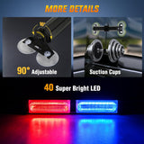 40LED Blue Red Emergency Strobe Traffic Advisor Light Bar with Suction Cups Dash Safety Warning Hazard Flashing Lights Interior Front/Rear Windshield for Trucks Construction Vehicles