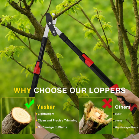 26-33 Inch Extendable Bypass Loppers for Tree Trimming Heavy Duty Powerful Gear Tree Trimmer w Non-slip Handle Sharp Steel Blade up to 1.8 Inch Cut Capacity Branch Cutter Chops Thick Branches Ease