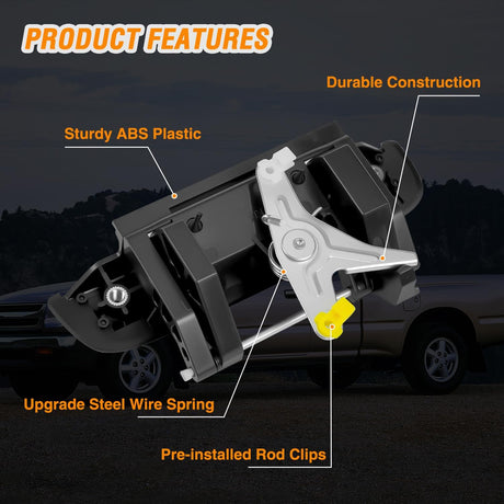 Tailgate Handle Compatible with 1995 96 97 98 99 00 01 02 03 2004 Toyota Tacoma Pickup Liftgate Latch Tail Gate Car Door Handles Assembly Replaces#79605,TO1915102,6909035010,Textured Black