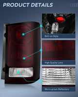 Taillight Assembly Compatible with 2009 2010 2011 2012 2013 2014 2015 Honda Pilot Smoked Red Tail Lights Rear Lamp Replacement OE Style Passenger Side w/Bulbs