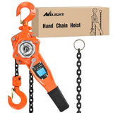 3/4 Ton 1650 lbs Manual Lever Chain Hoist G80 Galvanized Carbon Steel with Weston Double-Pawl Brake Auto Chain Leading & 360° Rotation Hook for Garage Factory Dock