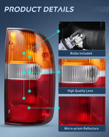 Taillight Assembly Compatible with 1995 1996 1997 1998 1999 2000 Toyota Tacoma Rear Tail Light Lamp Replacement OE Style Passenger Side