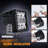 LED Pod Lights with Amber DRL 4 Inch 60 W Square 6487 LM Super Spot Light w/ 16 AWG Wiring Harness Kit for Auxiliary Offroad Driving LED Work Lights for Truck UTV ATV SUV 4x4 Jeep