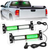 40LED Green White Emergency Strobe Traffic Advisor Light Bar with Suction Cups Dash Safety Warning Hazard Flashing Lights Interior Front/Rear Windshield for Trucks Construction Vehicles