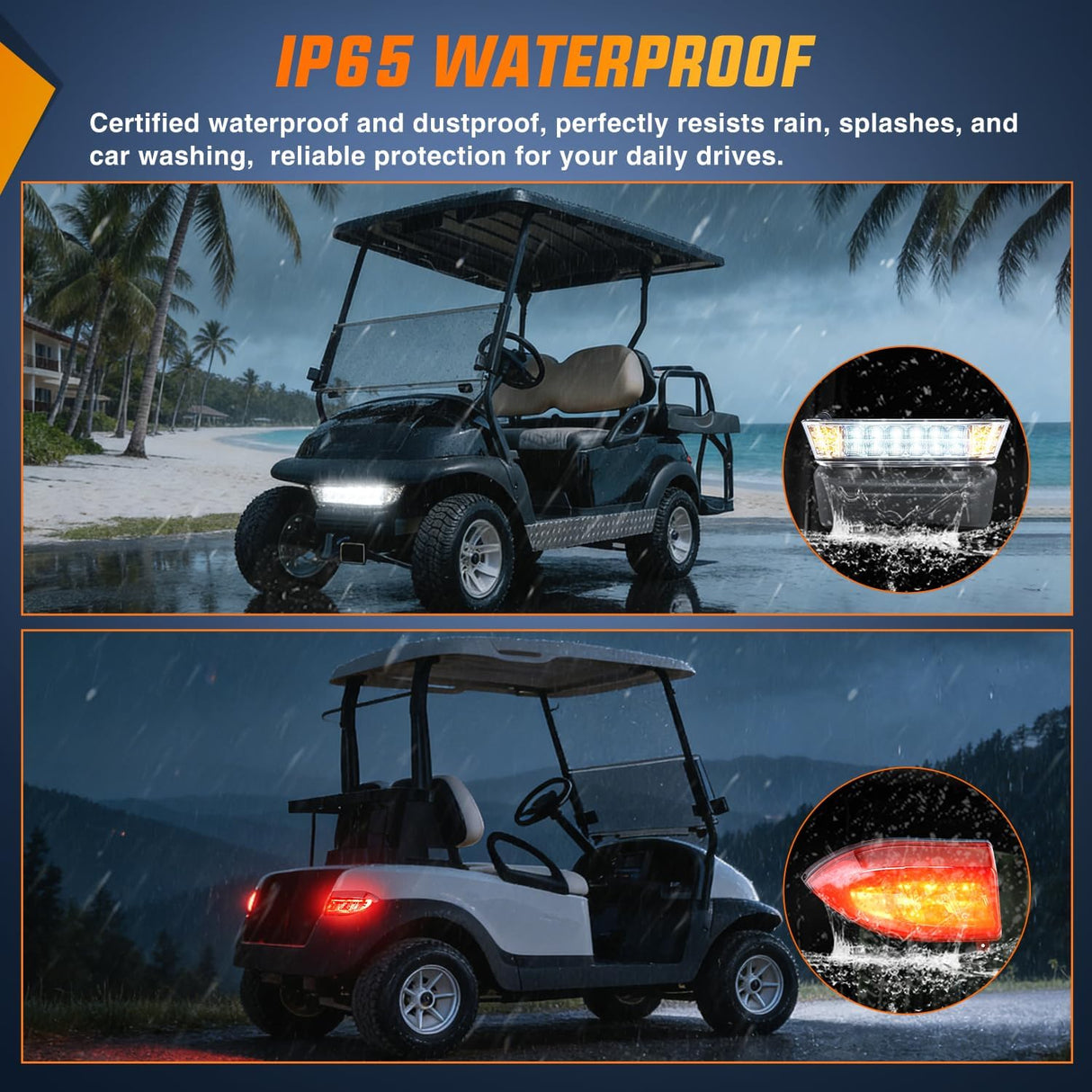 Golf Cart LED Light Kit 12V Stop Brake Turn Signal Club Car | Headlight Taillight Horn Waterproof Plug and Play Upgrade Kit for 2004-Up Club Car Precedent 2018-Up Tempo Electric Carts
