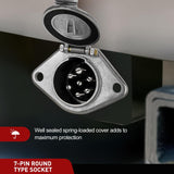 7 Way RV Blade to 6 Way Wiring Adapter Plug Vehicle Side 7 Pin to Trailer Side 6 Pin Round for Tow Hitch Car RV Boat Truck-Center Pin Brake Lights
