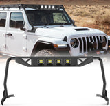 Windshield Frame Cover with 4 x LED Lights Insert Roof Sun Visor Cowl Body Armor Compatible with 2018-2026 Jeep Wrangler JL JLU & Gladiator JT (Excluding JL 4xe & JT Mojave)
