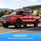 Tape-On Window Visors for Ford F150 Crew Cab 2009-2014 Rain Guards Wind Deflectors Vent Shades, Smoke Sun Rain Guard, 4PCS