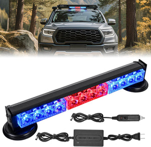 12LED Wireless Emergency Strobe Light Red Blue 14 Inch Magnetic Mount Mini Light Bar 12V Rooftop Powered Hazard Warning Flashing Lights for Car Truck Trailer Snow Plow Construction Vehicles