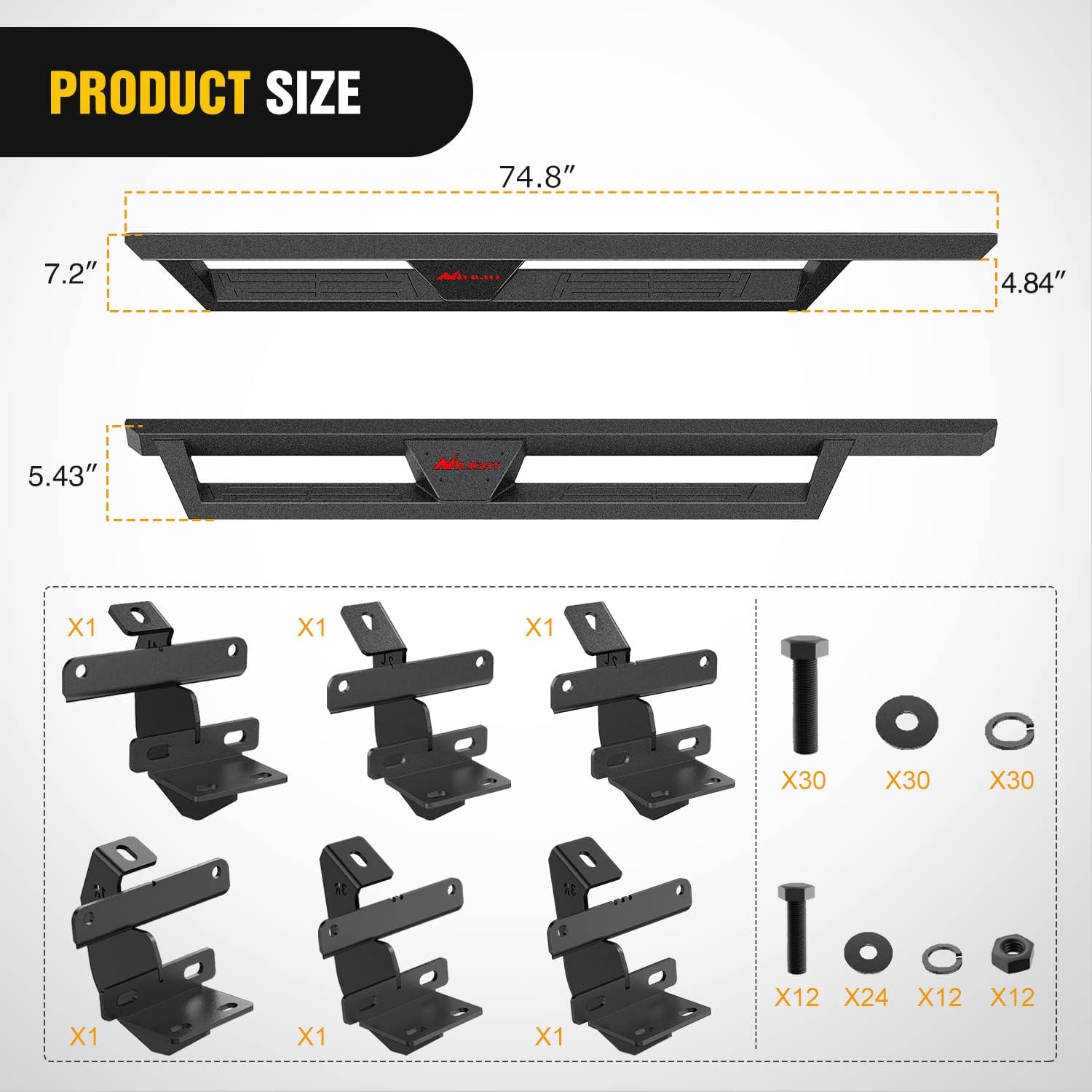 2021-2023 Ford Bronco 4 Door Running Boards Dual-Stage Textured Black Powder Coated Slip-Proof Side Step Nerf Bars Nilight
