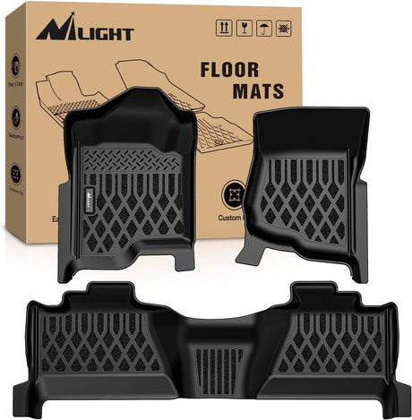 TPE Floor Mats for Chevy Silverado GMC Sierra 1500 Crew Cab 2007-2013, Silverado GMC Sierra 2500 3500 2007 2008 2009 2010 2011 2012 2013 2014 All Weather Custom Fit Heavy Duty Floor Liners
