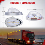 6 Inch Amber Teardrop Side Marker Light,18 LED Turn Signal | Clear Lens Chrome Bezel IP67 Waterproof Surface Mount 2 Pack Fits Freightliner Century Columbia & Coronado Trucks Trailers