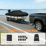 800D Heavy Duty Boat Cover 17ft-19ft | Fits boats with beam width up to 96in (Narrow Jon Boats & Fishing Boats), Marine Grade All-Weather proof Trailerable Cover