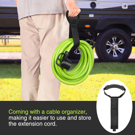 50FT 30 Amp RV Extension Cord 125V Heavy Duty 10/3 Gauge Pure Copper STW Wire UL ETL Listed 3 Prong TT-30P TT-30R Weatherproof Suit for Camper Caravan Trailer Bright Green