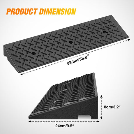 3.2 Inch Rise Curb Ramps, Heavy Duty Rubber Driveway Threshold Shed Ramp for Sidewalk Cars Lawn Mower Wheelchairs Motorcycles, 3300lbs Load Capacity