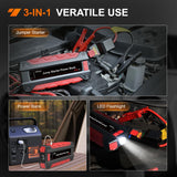 1000A Car Battery Jump Starter for Up to 6.0L Gas & 4.0L Diesel Engines 12V Portable Jump Start Booster Pack Jump Box with Jumper Cables DC Output and LED Light