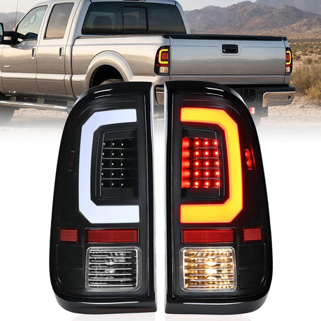 Taillight Assembly Compatible with 2008 2009 2010 2011 2012 2013 2014 2015 2016 Ford F250 F350 F450 Super Duty Incandescent Type Upgrade LED Tube Tail Lights Rear Brake Lamps