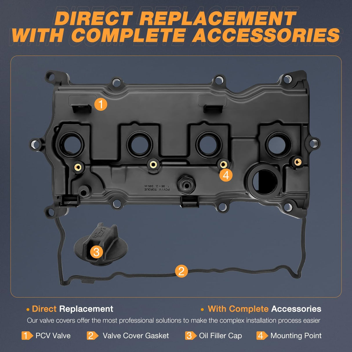 Engine Valve Cover for Nissan Altima 2014 2015 2016 2017, Rogue 2014-2016, Murano 2016, Pathfinder 2014, Valve Cover for QX60 Hybrid 2014 2015 2016 2017, 2.5L #132643KY0A (Bolts Included)